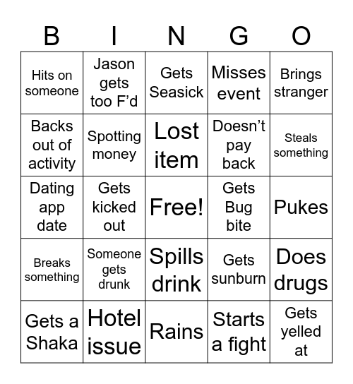 Hawaii Bingo Card Bingo Card