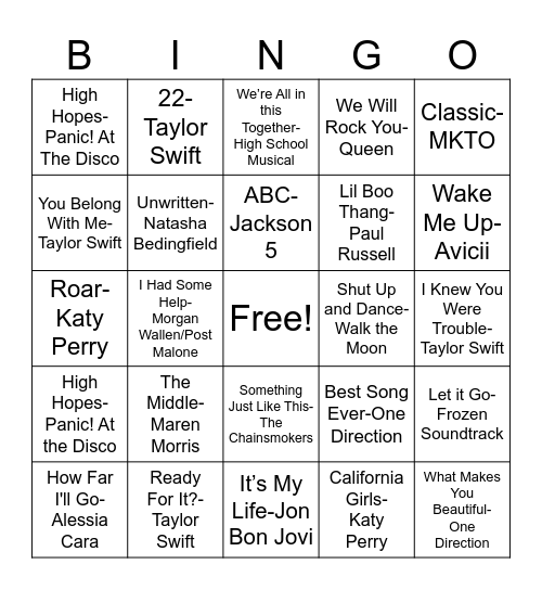 Back To School Singo Bingo Card