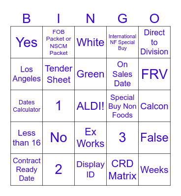 NF Logistics BINGO Card