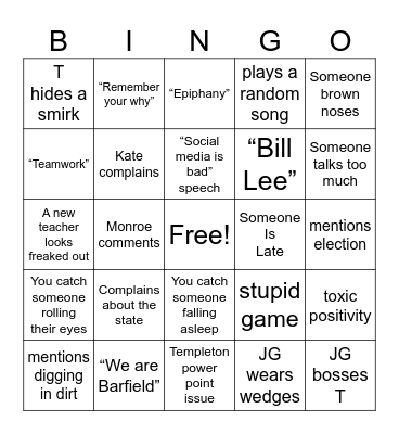 Back to School 2024 Bingo Card