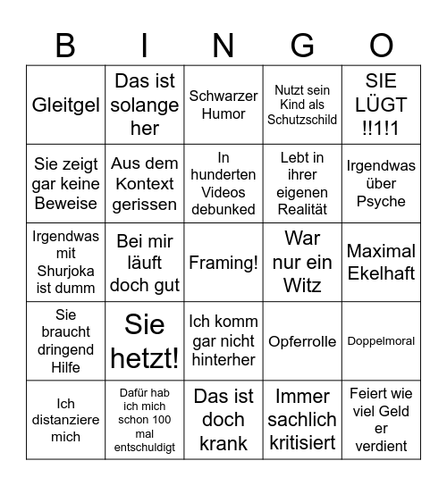 Kuchen Bullsh1t Bingo Card