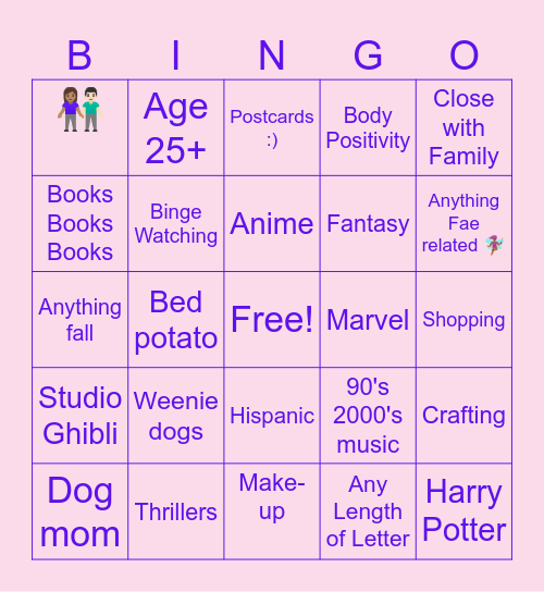 Cheyenne Penpal Bingo Card