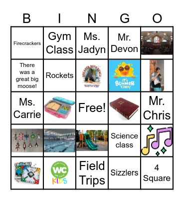 Summer Camp! Bingo Card