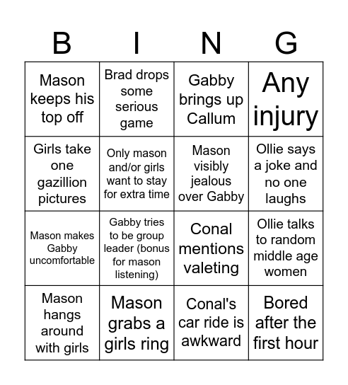 Splashdown BingoMingo Bingo Card