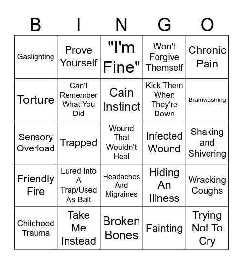 Bad Things Happen Bingo Card