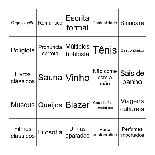 Homem fino Bingo Card