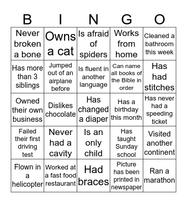 MOPS Steering Bingo Card