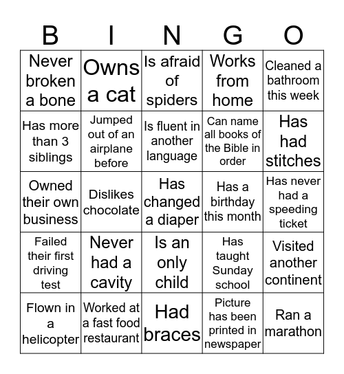 MOPS Steering Bingo Card