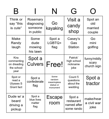 Galena Trip 2024! Bingo Card