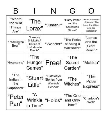 Literary Bingo Card