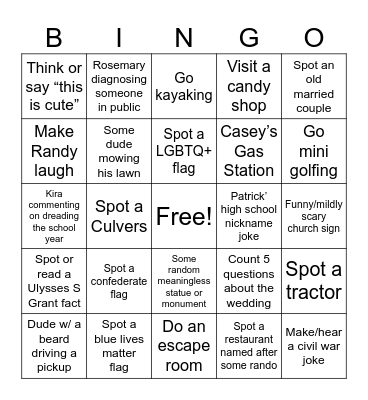 Galena Trip 2024! Bingo Card