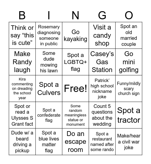 Galena Trip 2024! Bingo Card