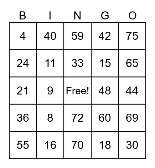 OOA ANNIV Bingo Card