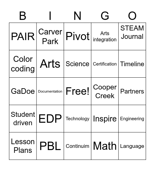 STEAM Bingo Card