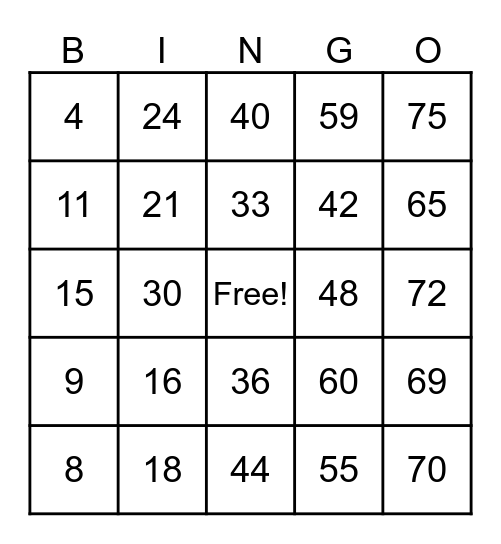 OOA ANNIV Bingo Card