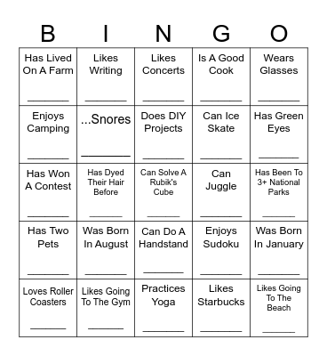 Find Someone Who: Bingo Card