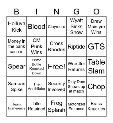 Sumer Slam! Bingo Card