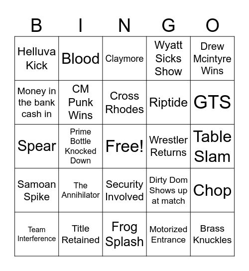 Sumer Slam! Bingo Card