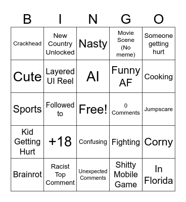 IG Reels Bingo Card