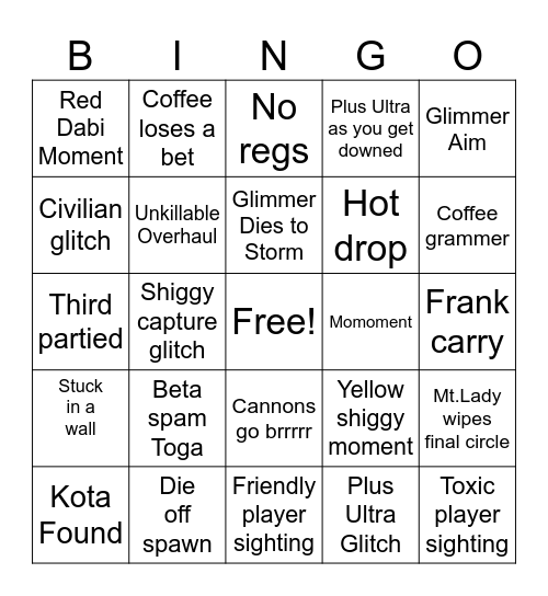 ULTRA RUMBLE BINGO! Bingo Card