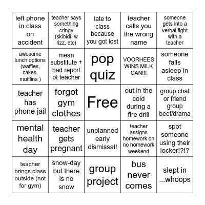 '24-'25 Bingo Board Bingo Card