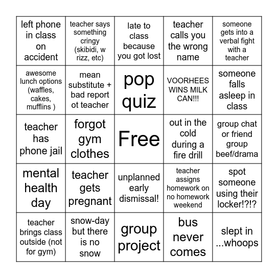 '24-'25 Bingo Board Bingo Card