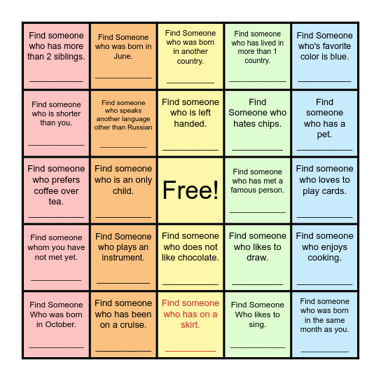 Find Someone Who... Bingo Card