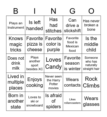 Get to Know You Bingo Card