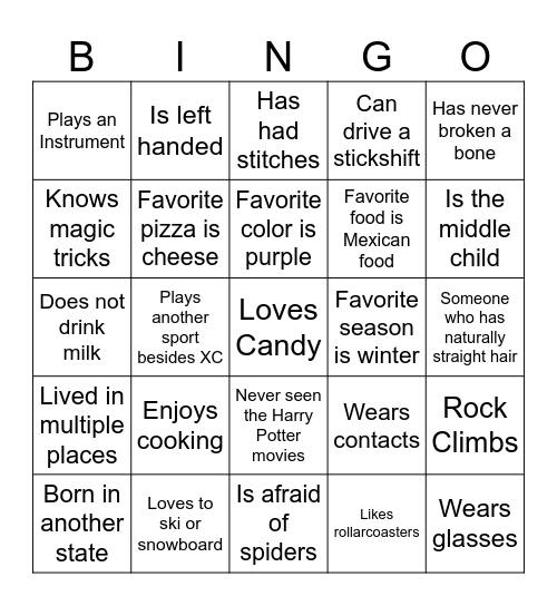 Get to Know You Bingo Card