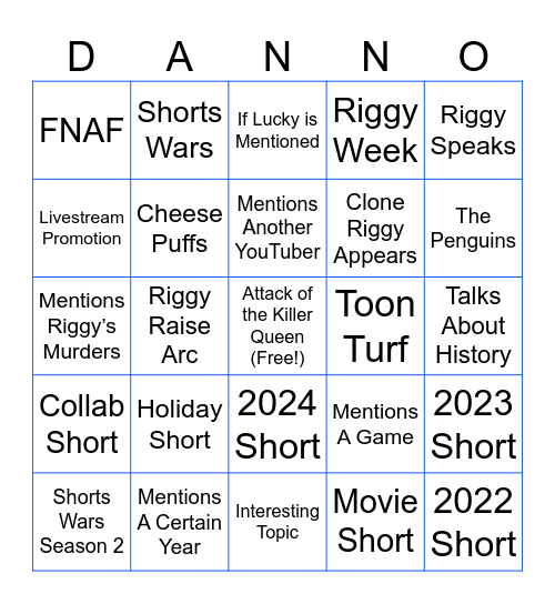 Danno Bingo Card