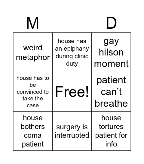 house Bingo Card