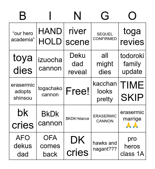 430 mha chapter Bingo Card