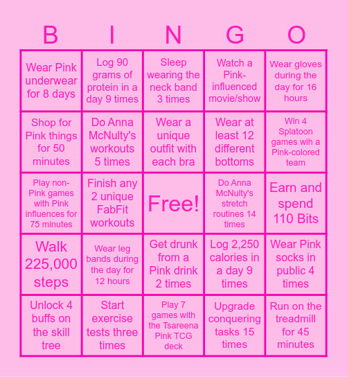 August Tasks Bingo Card