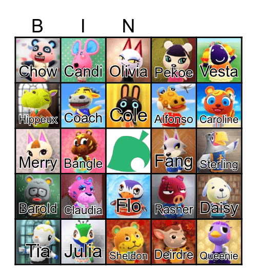 Animal Crossing Bingo Card