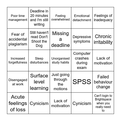 Burnout Bingo! Bingo Card