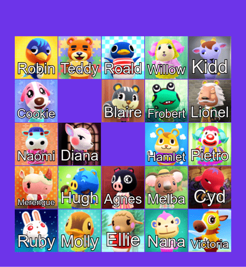 Animal Crossing Bingo Card