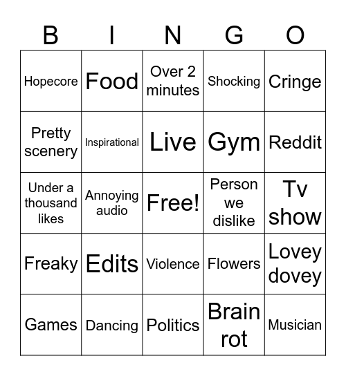 Fyp page Bingo Card