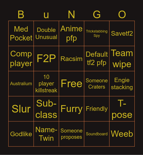 Bungo Bingo Card