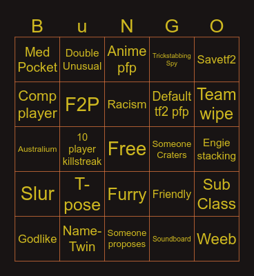 Bungo Bingo Card
