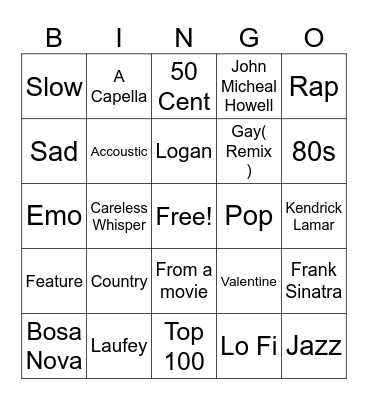 Logan DJ Bingo Card