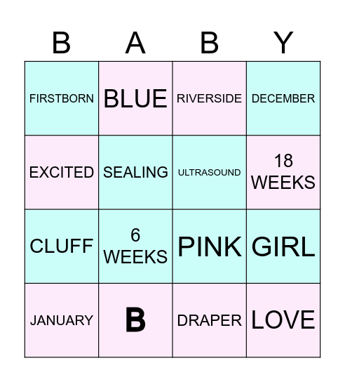 Baby Bingo Card