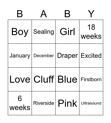 Baby Bingo Card