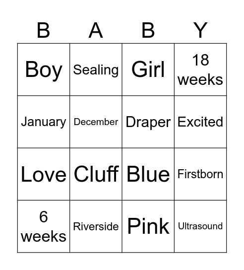 Baby Bingo Card