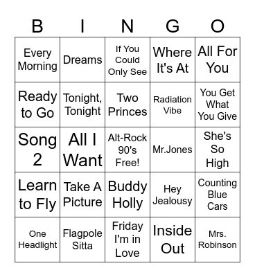 ALT-ROCK 90'S Bingo Card