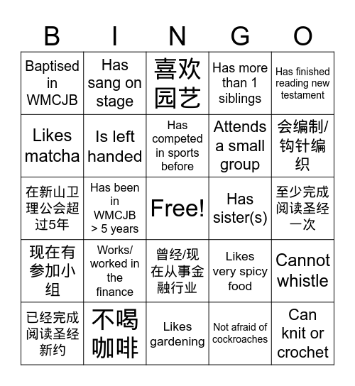 Find Someone who... Bingo Card