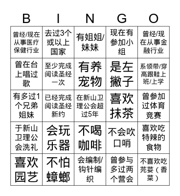 Find Someone Who... Bingo Card