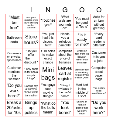 Trader Joe's Customer BINGO Card