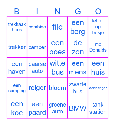 auto bingo Card
