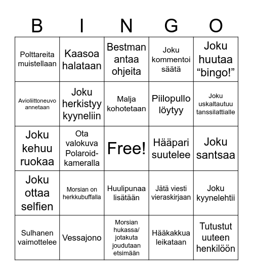 Testi Bingo Card