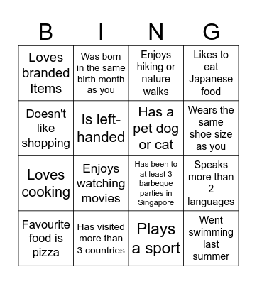 Find Someone Who Bingo Card